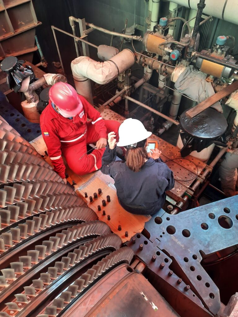 Inspección de eje y rodamientos de maquinaria rotativa